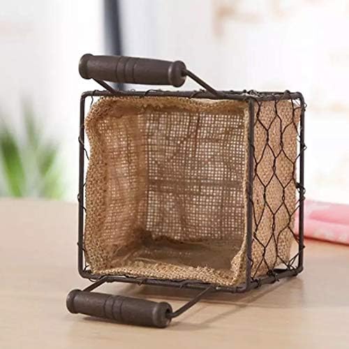 Renslat Creative retro cesta de pano rural cesto de cesta de cesto de fios de arame de arame de arame com alças decoração de casa