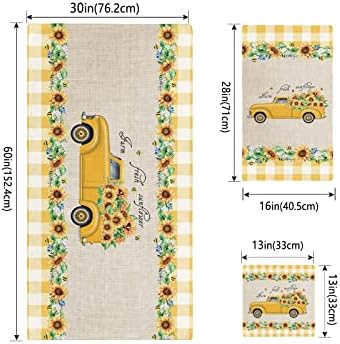 Toalhas de banho define toalhas absorventes macias para banheiro e cozinha, fazenda de girassol fresco caminhão de girassol amarelo