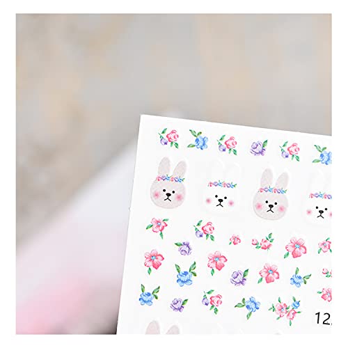 10 lençóis adesivos de arte de unhas fofas decalques fofos de coelho
