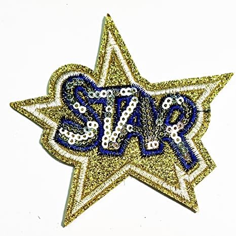 Kleenplus Star Glitter Shiny Gold Fashion Patch adesivo Craft Patches Appliques Diy Bordado Ferro de Sew On Patch