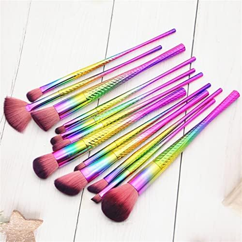 N/A Rainbow Makeup Brushes 12pcs Conjunto de pincel Kit Ferramentas de escovas de maquiagem de maquiagem completa (cor: a, tamanho