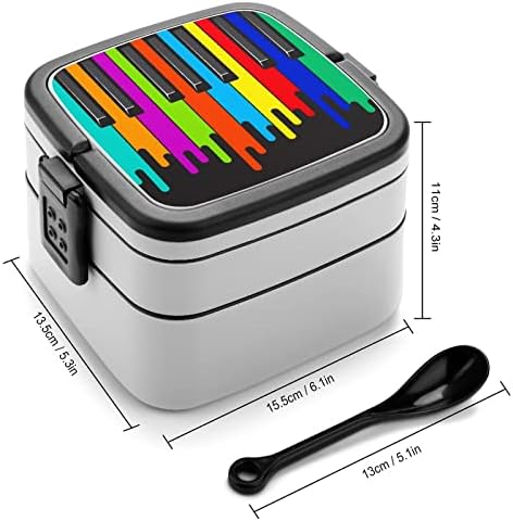 Teclado do piano arco -íris engraçado tudo em um recipiente de almoço de caixa bento com colher para viagens de trabalho