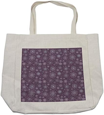 Bolsa de compras de Ambesonne Snowflake, Arranjo Floral com tema de Natal, redemoinhos ornamentais e curvas de inverno,