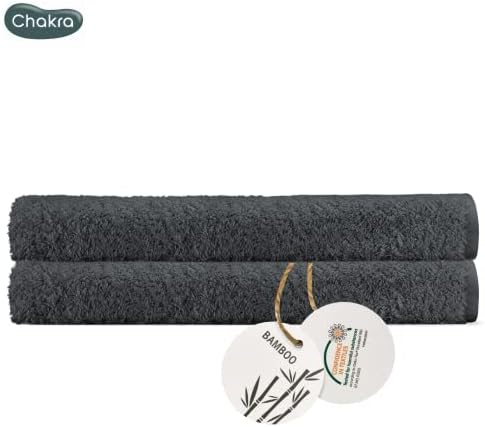 Chakra Turkish Grande Banho Toalhas 33 x60 Bamboo Algodão Blend Luxury Set de 2 folhas de banho, branco, Ultra Soft e Shrink resistente