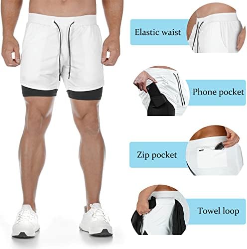 Diotsr Mens 2 em 1 Execução de shorts de exercícios Quick Dry com forro, shorts de ginástica atlética para homens