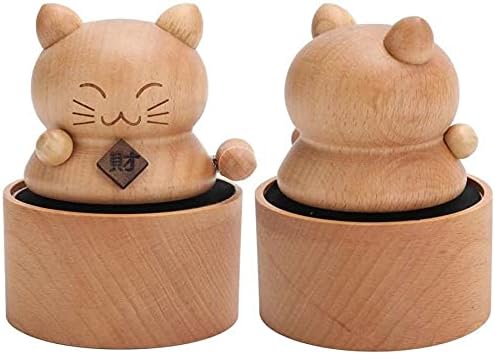 Maravilha -me caixa de música wood riqueza gatos caixa de música figure caixa de madeira fofa caixa musical de decoração de decoração