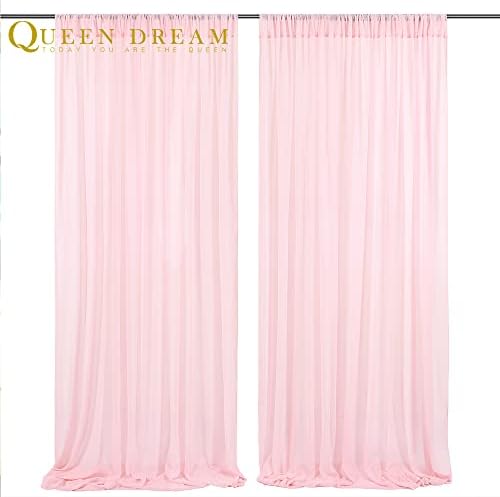 Cortina de cortina de cortina de 10 pés x 8 pés de tecido de chiffon rosa cortina cortina para decoração de janela para