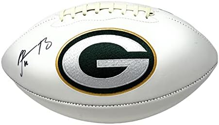 Aaron Rodgers Green Bay Packers assinou autógrafos de logotipo de futebol bordado pelo painel lateral de futebol steiner sports