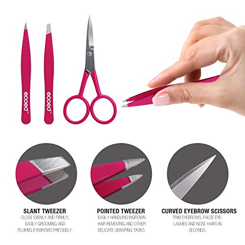 Conjunto de flechas de unhas ecológicas, unhas grossas cortador de manicure com pinça e pinças de remoção de cabelo pontiagudas para puxar sobrancelha e aparar as unhas rosa