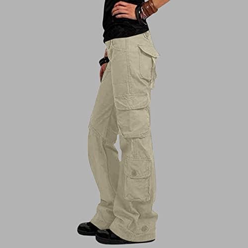 Calça de carga Zlovhe Mulheres Cintura alta, calças de carga folgada feminina com bolsos calças de pernas largas de pernas