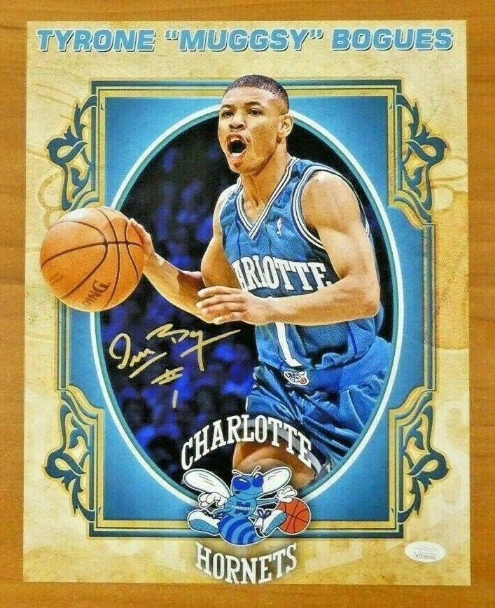 Tyrone Muggsy Bogues assinou a foto de basquete 11x14 com JSA Sticker No Card - fotos autografadas da NBA