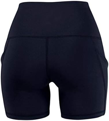 Lady Solid Stretch Pocket Yoga shorts de cintura alta Fitness Fitness Hip Running Yoga Pants Yoga shorts de ioga pequenos