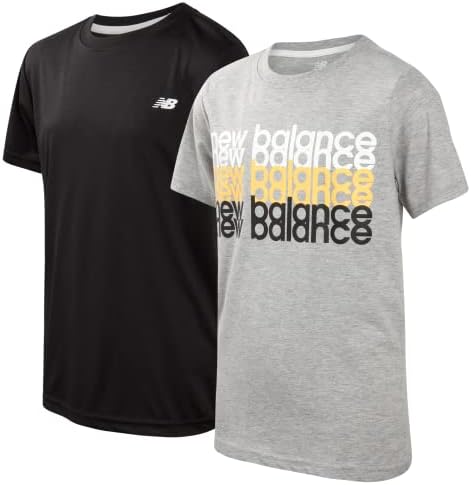 T -shirt de New Balance Boys - 2 pacote de manga curta Tee de desempenho ativo