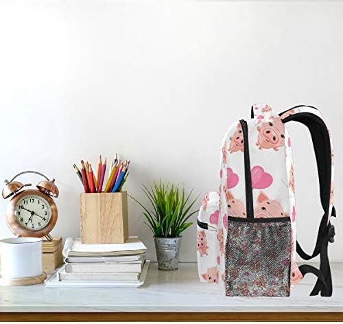 Orencol fofo rosa porco rosa coração carrinho de aquarela Animal Backpacks Bookbags Daypack Travel School College Bag para garotas femininas meninos adolescentes adolescentes