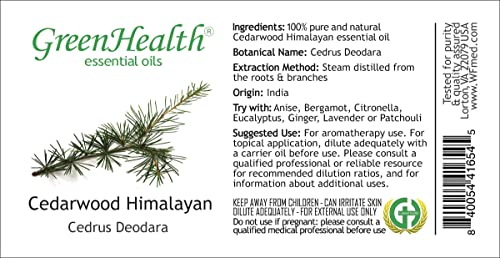 Óleo essencial do Himalaia de Cedarwood - 1 FL OZ - de óleo essencial puro - Greenhealth