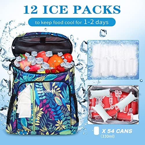 Mochila mais fria de Scothen com 12 pacotes de gelo - mantém 54 latas frias por até 24 horas - Backpack de mochila isolada
