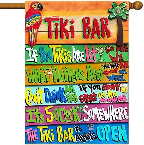N Namesiss Tiki Bar Bandeira, bandeira de barra tiki, o bar tiki é sempre bandeira de jardim aberta, bandeira da piscina, decoração