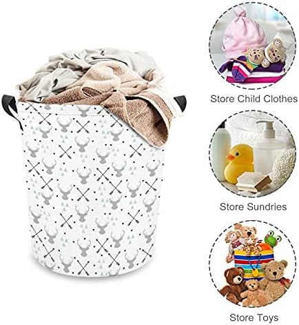 Foduoduo Laundry Basket Hunting Theme com cesto de lavanderia escandinavo com alças Saco de armazenamento de roupas sujas dobráveis ​​para quarto, banheiro, livro de roupas de brinquedo