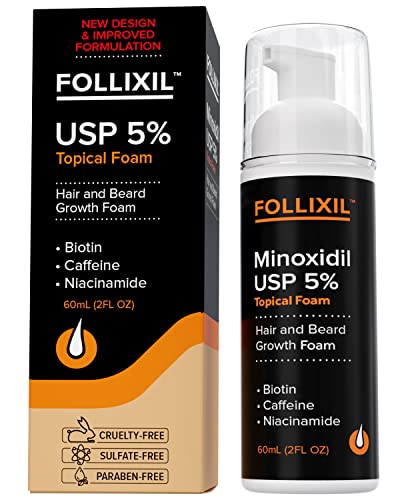 5% minoxidil para espuma de homens - sem PG 1 mês - biotina, cafeína e soro de crescimento capilar infundido com niacinamida