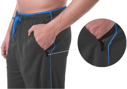 Calça de moletom masculina com bolsos com zíper calças de exercícios de fundo aberto para correr, treino, academia, corrida,