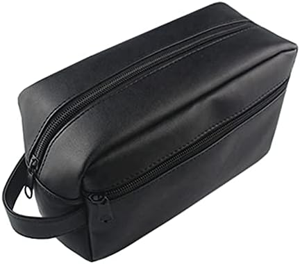 Saco de barbear de couro lxosff para homens, bolsa de higiene pessoal para homens PU, couro para homens, saco de higiene