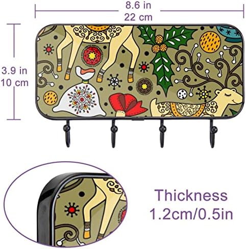 Ganchos Guerotkr para pendurar, ganchos de parede adesivos, ganchos auto -adesivos, padrão de folhas de flores de veado de Natal