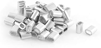 X-Dree 50pcs mangas ovais de alumínio Glamps para clipe de corda de arame de 2 mm (50 piezas de aluminio ovalado abrazaderas