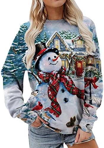 Sorto para mulheres Feliz Natal Cute Funny Snowman Pullover gráfico Tops