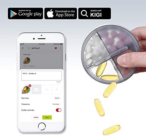 Organizador semanal da pílula, caixa de estojo portátil de kigi com tampa extra, 4 vezes 7 dias à prova de umidade Vitamina Storage