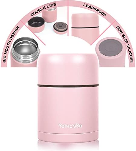 Yelocota Food Thermos, recipiente de sopa de boca larga de 20 onças, jarra de alimentos de aço inoxidável de 18/10 para alimentos quentes,