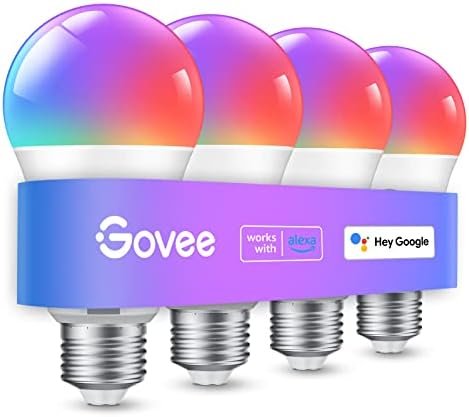 Lâmpadas inteligentes govee, lâmpadas de lâmpadas de cor de cor Bluetooth Wi -Fi, 4 pacote, pacote de 10 pés RGBIC Luzes de jogos