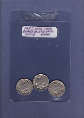 1935-1936-1937 Buffalo Head Nickels 3 contagem