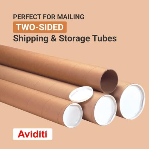 Tubos de correspondência Aviditi com tampas, 4 L x 30 W, 12-Pack | Capacho -de -metragem de papelão para caixa de