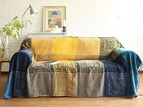 Ujoyen bohemian arremesso cobertores coloridos chenille jacquard borla