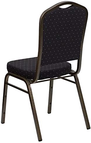 Flash Furniture 4 Pack Hercules Series Crown Backing Backing Banquet Chair em Fabric Black Paledled - Gold Vein Frame