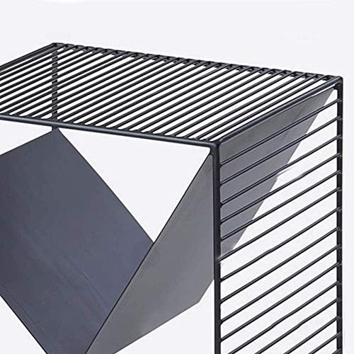 LJJSMG Modern Farmhouse Side/End Table - Design da grade de metal - cesta de prateleira de armazenamento aberta, pernas de