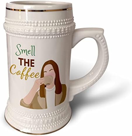 Imagem 3drose de uma garota com texto de cheiro o café - 22 onças de caneca