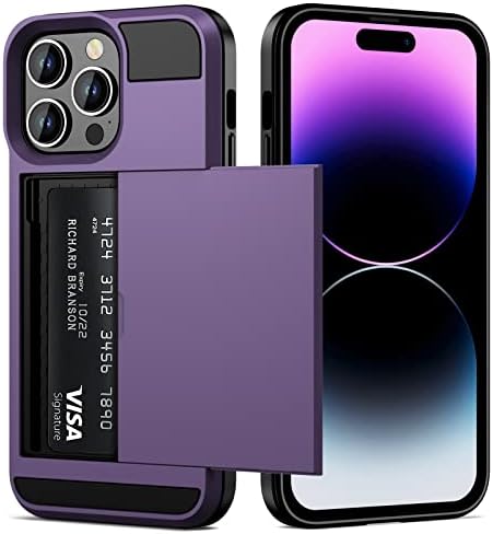 Vofolen para iPhone 14 Pro Max Case Carteira Cartão de crédito Id Id Slot Porta deslizante Porta de bolso oculto