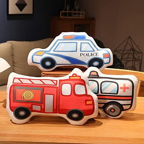 XITBYJA travesseiro de caminhão de bombeiros 3D crianças crianças travesseiros de pelúcia carros de brinquedo de brinquedo