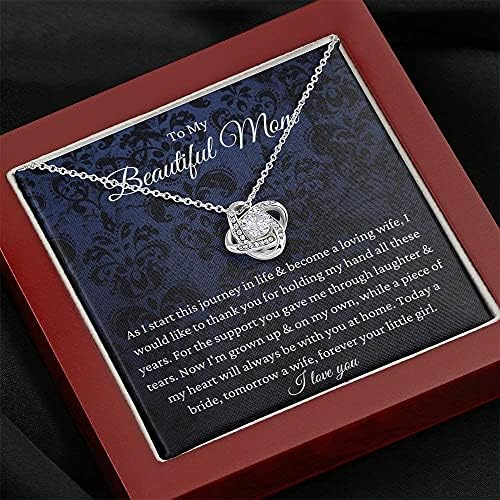 Presente de colar personalizado, nó do amor, noiva para o presente da mãe, filha para mãe no colar do dia do casamento, mãe do presente da noiva da filha, presente de casamento de mamãe de