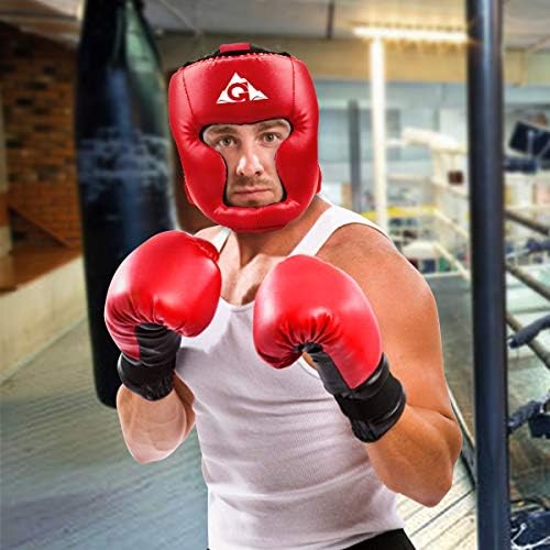 Capéu de boxe GooFoo para crianças adultos, capacete de boxe de couro PU para Traning Kickboxing MMA Muay Thai Sparring Martial