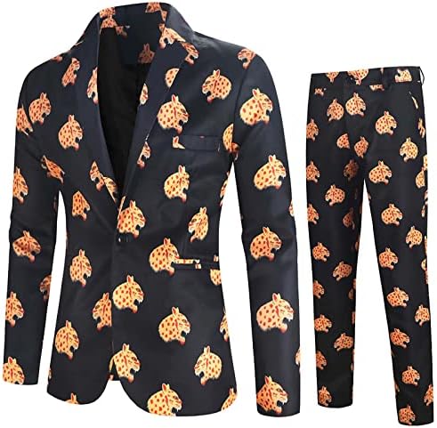 Fashion Print Men Foda de baile de 2 peças Slim Fit Tuxedo Jaqueta e calça conjuntos