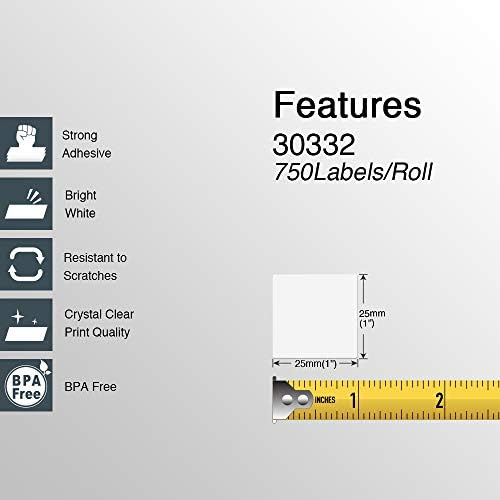 BETCKEY - DYMO compatível 30332 Etiquetas multiuso quadrado - Compatível com impressoras DyMo Labelwriter 450, 4xl