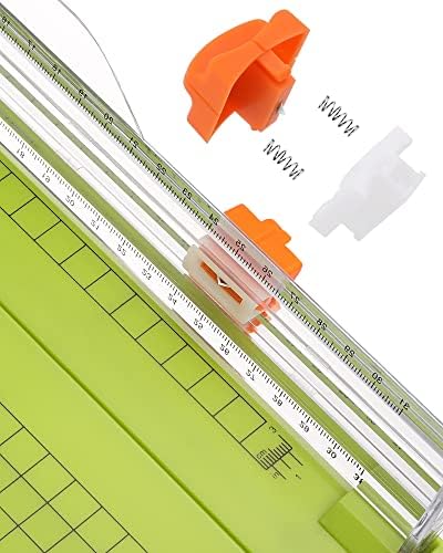 Firbon Grass Green Green A4 Papel Cutter Pacote com lâminas de recarga de 5pcs, aparador de papel de 12 polegadas com régua lateral