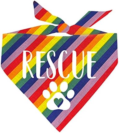 Resgate cão coração pata arco -íris triangle cão bandana