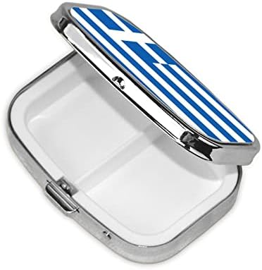 Bandeira da Grécia Mini Caixa de Viagem de Viagem de Viagem Compartamentos de Viagem Organizador Caixa portátil de comprimidos de metal