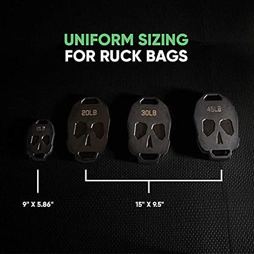 Fringe Sport Bonehead Skull Ruck Placas de peso para unir mochilas, ou pacote de mochila, colete de peso, treinamento rucking - fino dois pesos de ferro fundido para ruck