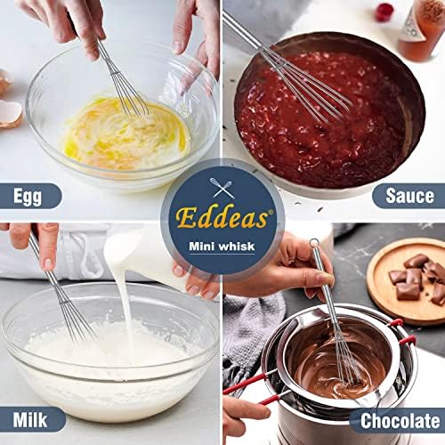 Mini bata aço inoxidável, Eddeas Small Whisk 2 pedaços, 5in e 7in pequenos batidas para mexer, bater, misturar molhos, misturando