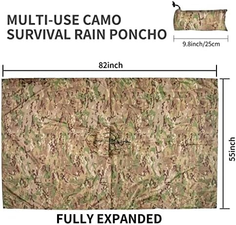 Poncho de chuva de camuflagem militar de Loogu para caminhada de caça ao ar livre