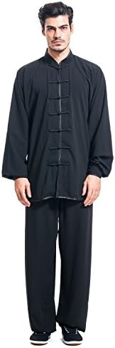 Icnbuys masculino de kung fu tai chi seda de algodão uniforme